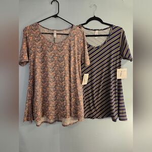 NWT Lularoe Perfect T Lot Of 2 Size XS~~STRIPES AND AZTEC PATTERN